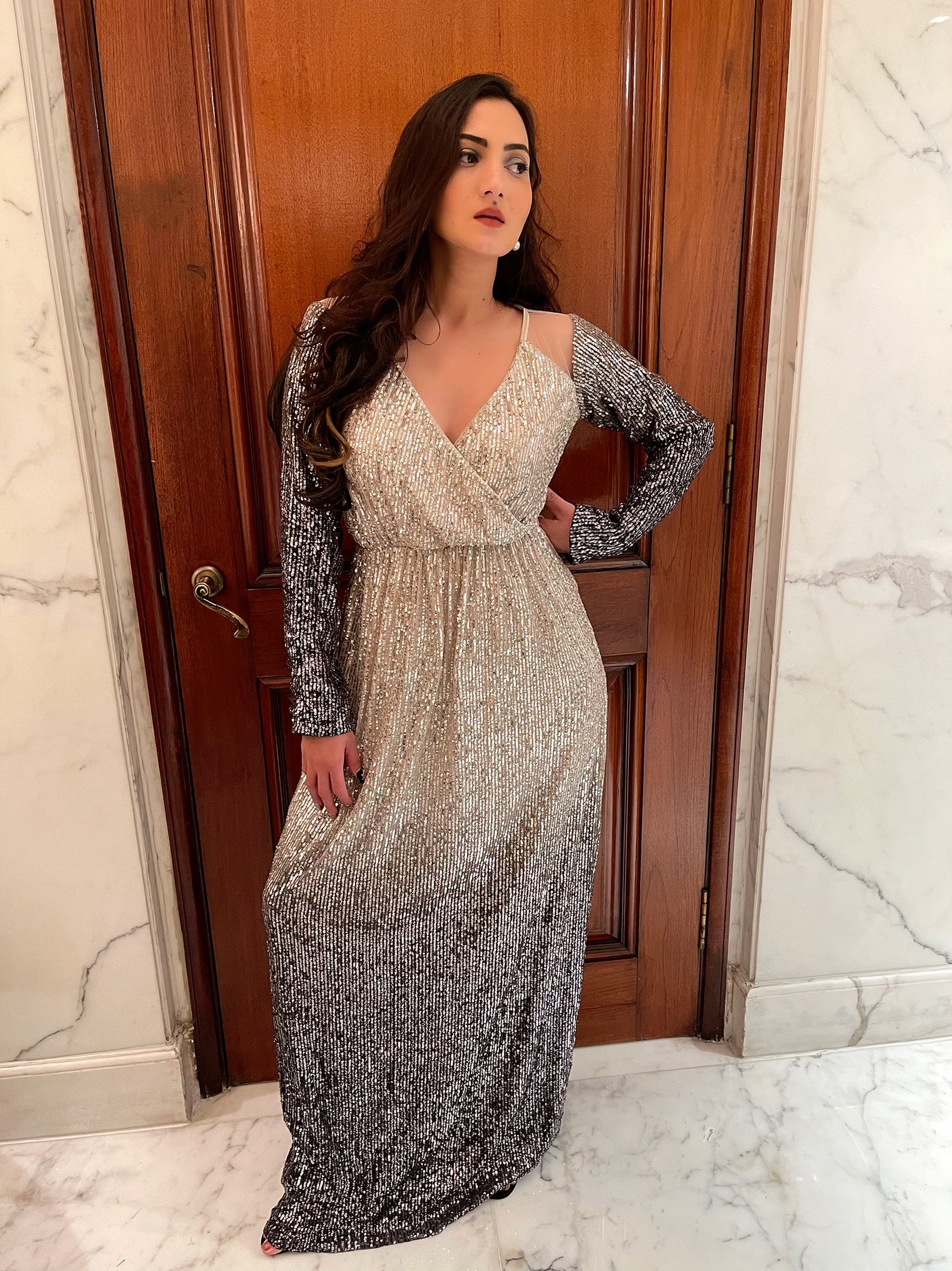 Ombr Sequin Evening Gown The Grey Dot Ombr Sequin Evening Gown The Grey Dot