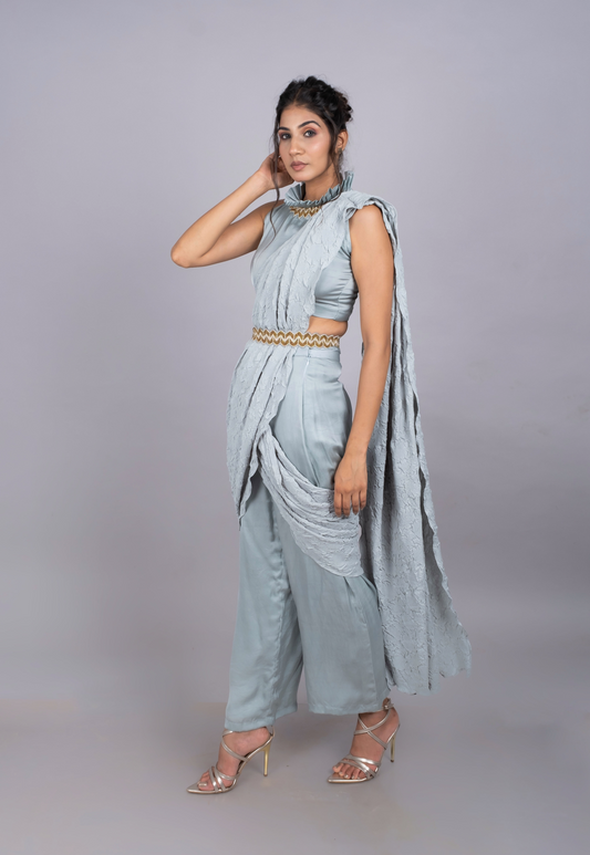 Crushed Pant Saree