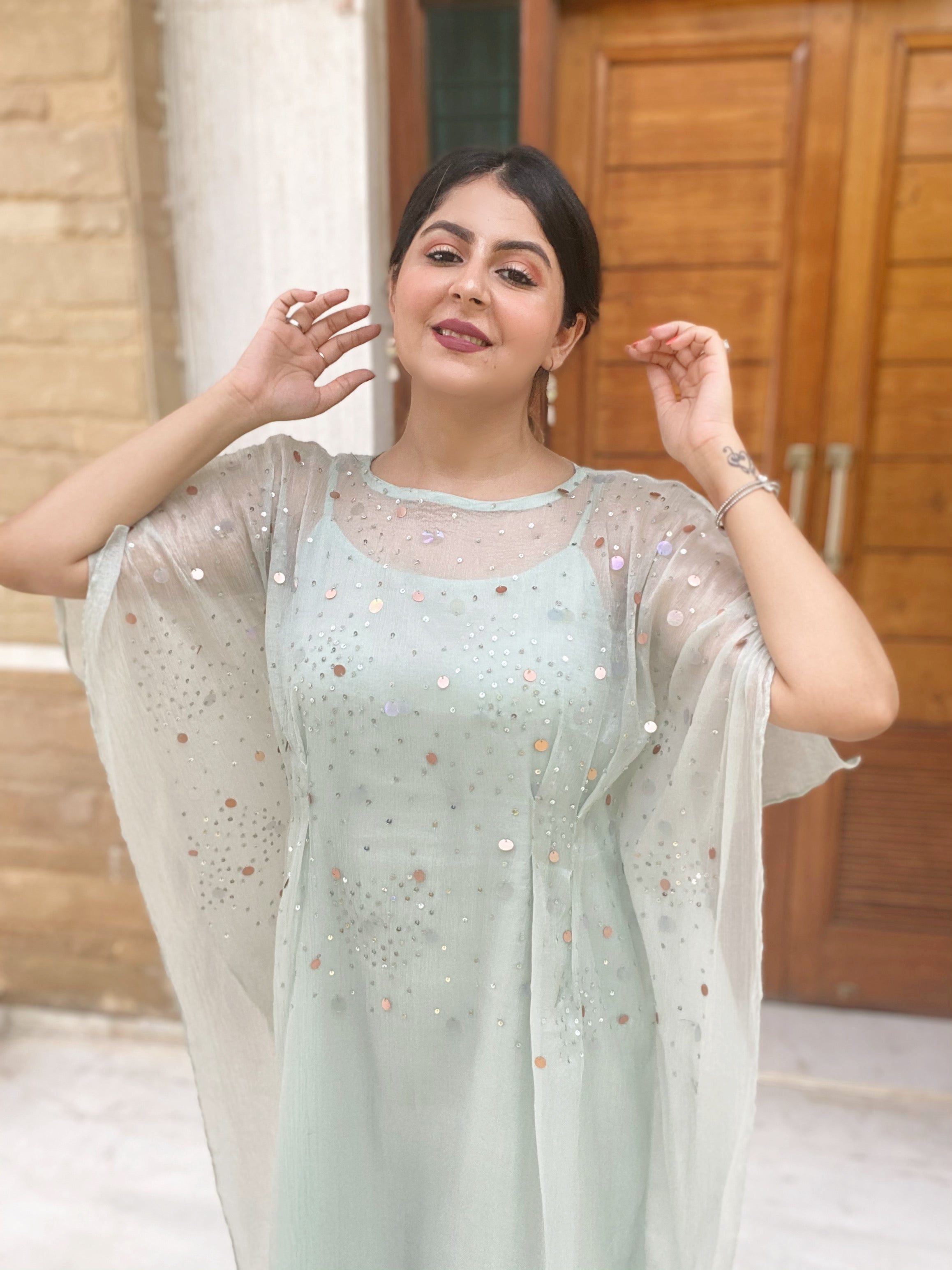 Mint Green Kaftan Dress