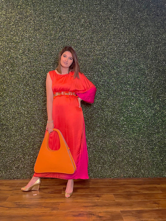 Tangerine and Fuchsia gown