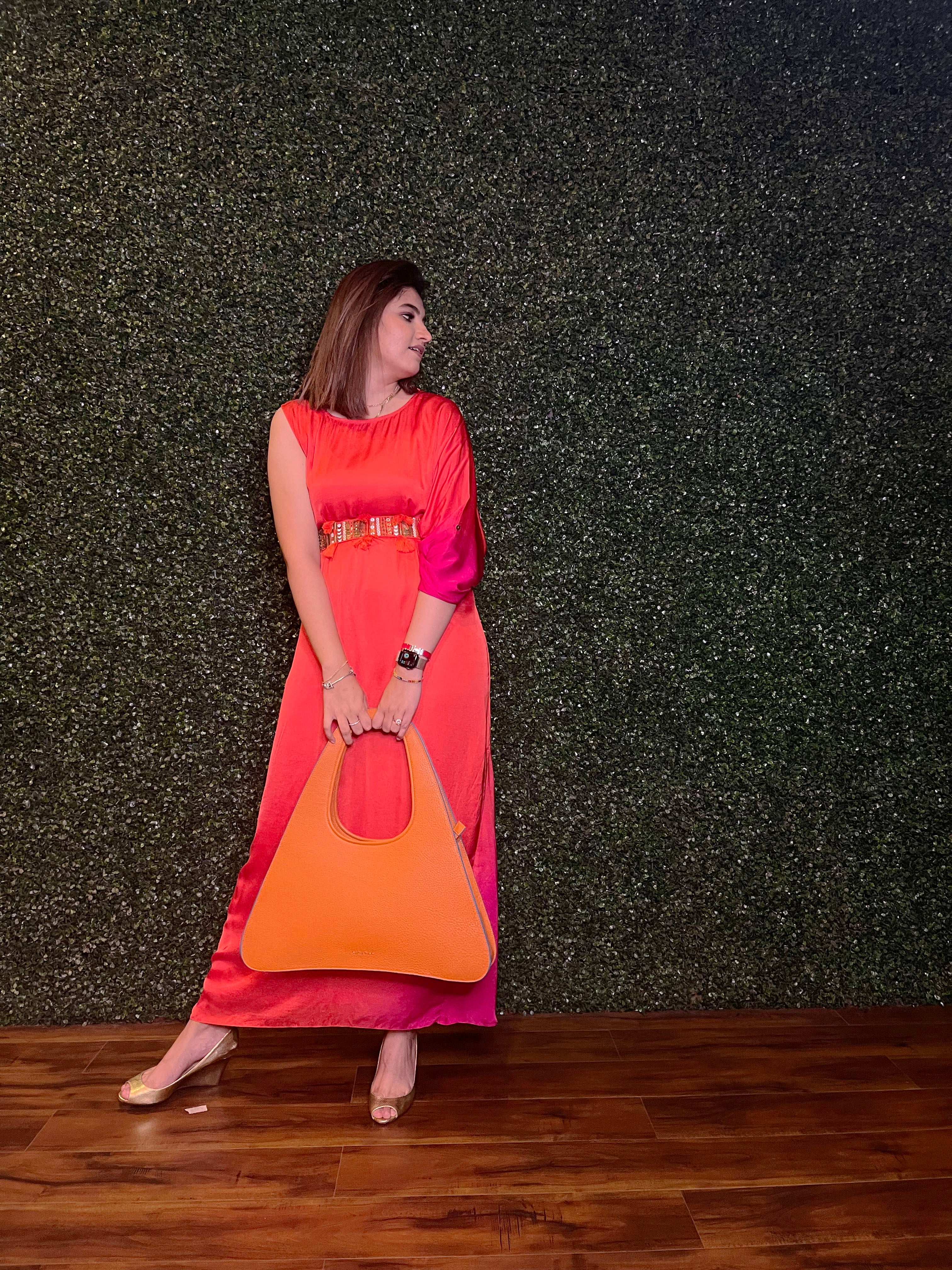 Tangerine and Fuchsia gown