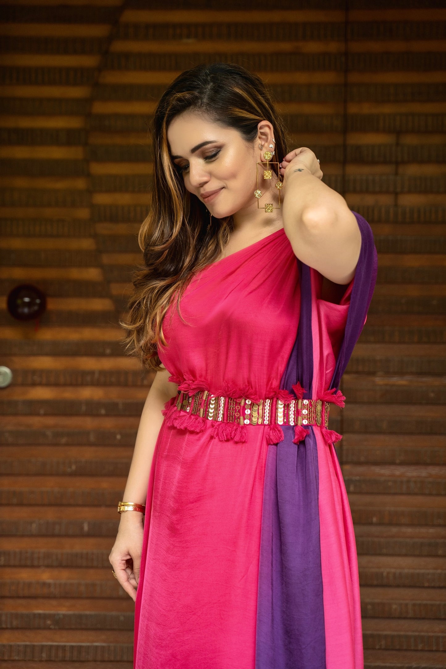 Tangerine and Fuchsia gown