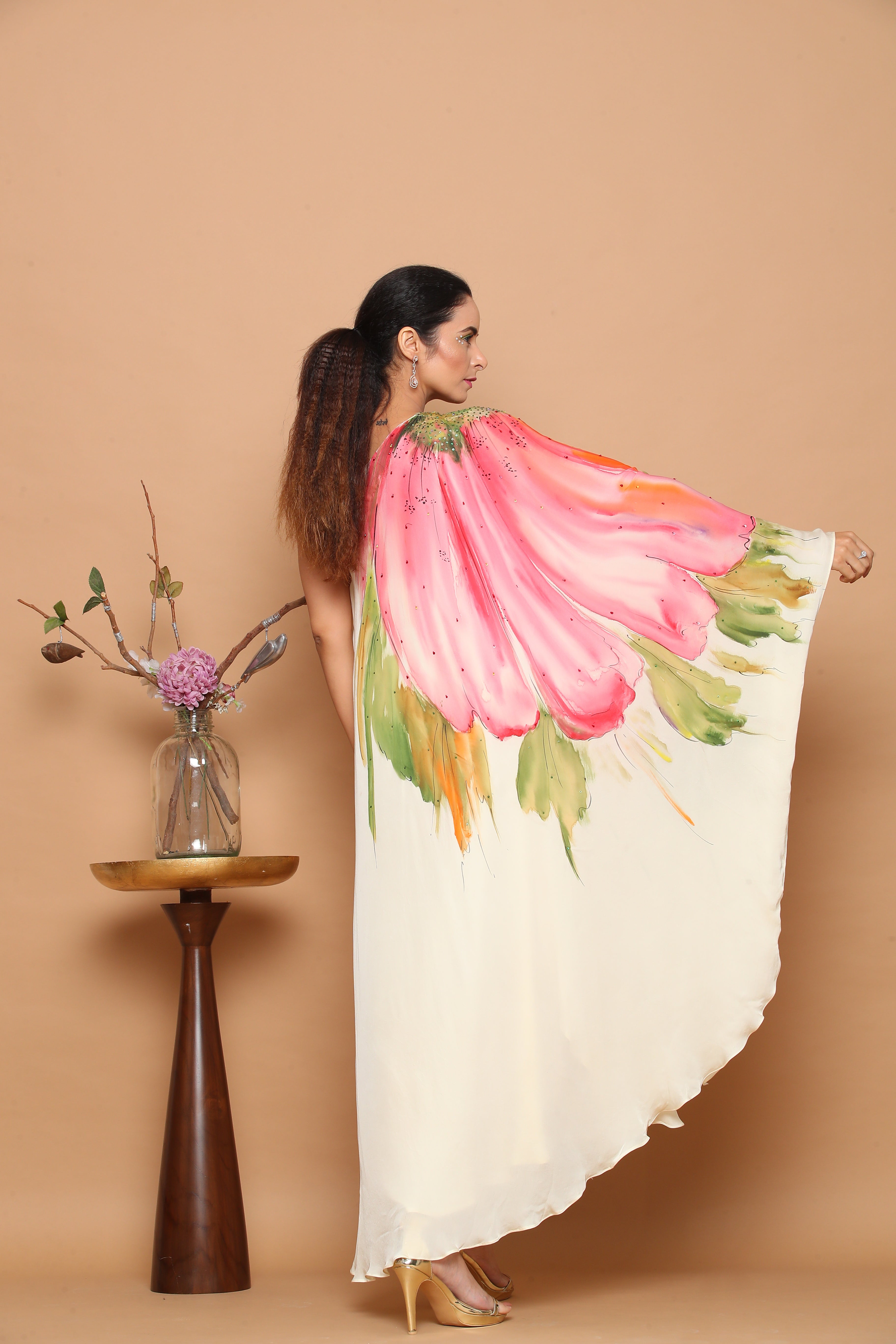 One Shoulder Hand Painted Gown