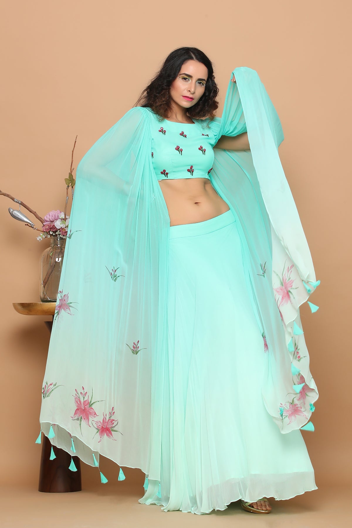 Mint Green IndoWestern Set