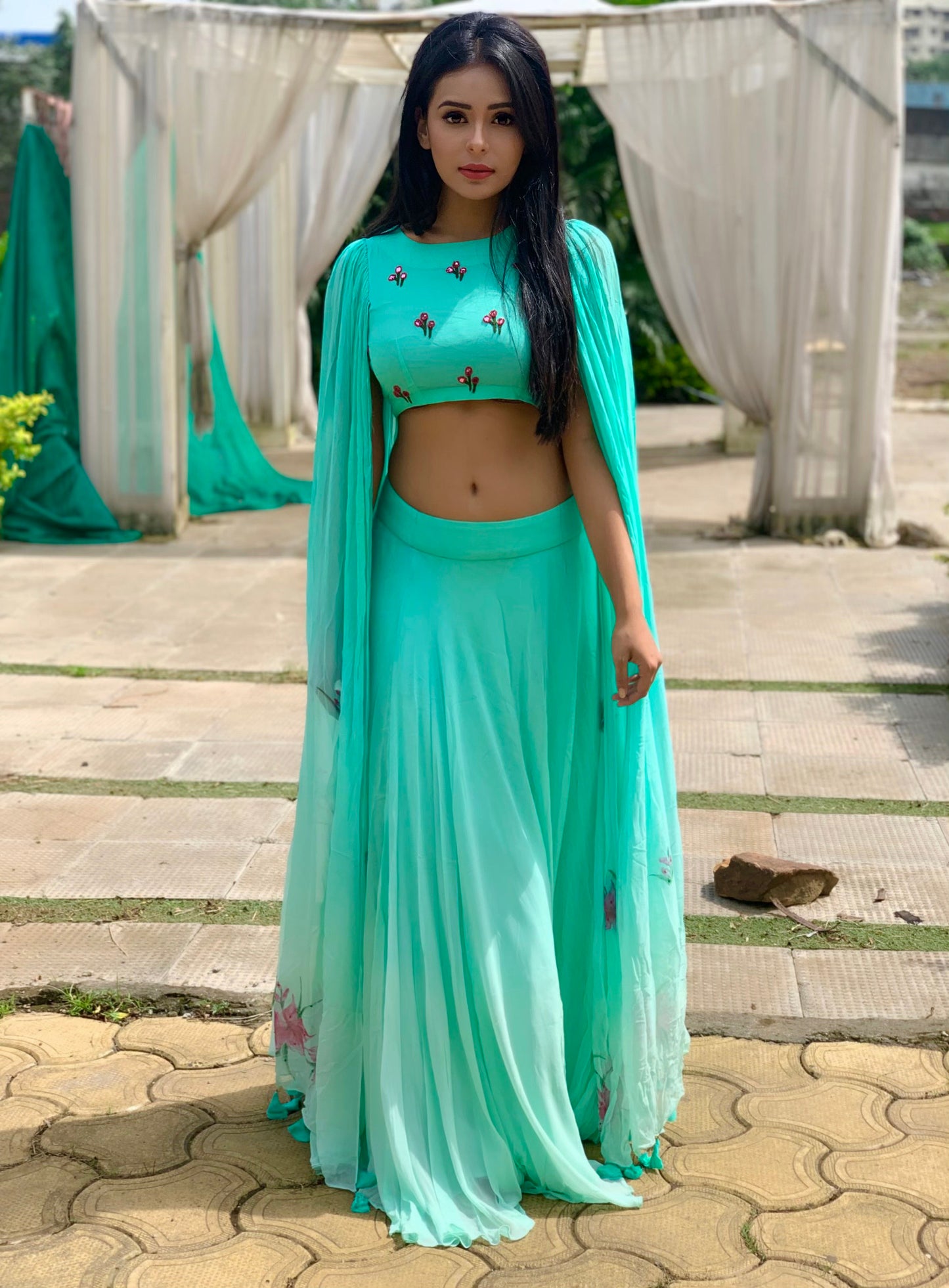 Mint Green IndoWestern Set