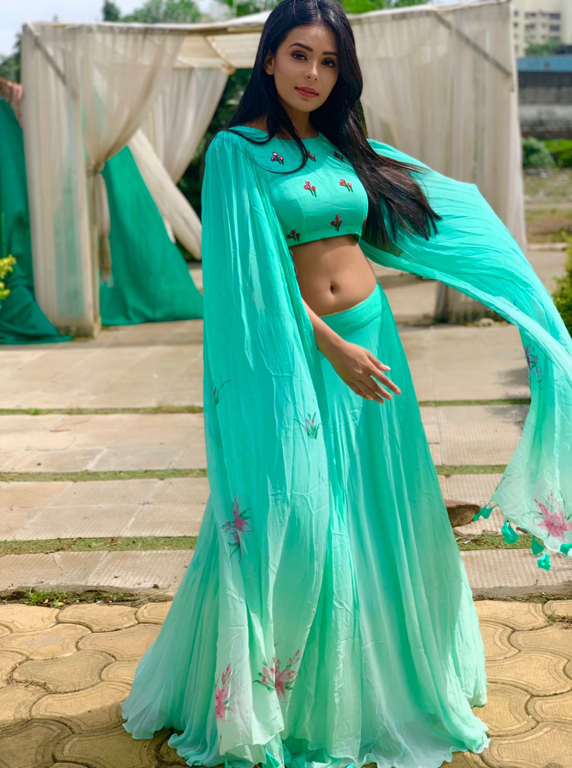 Mint Green IndoWestern Set