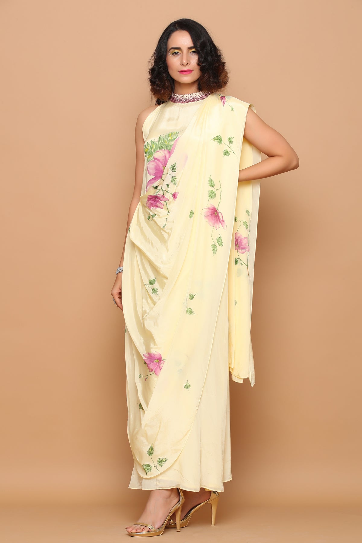 Hand-painted Saree Gown