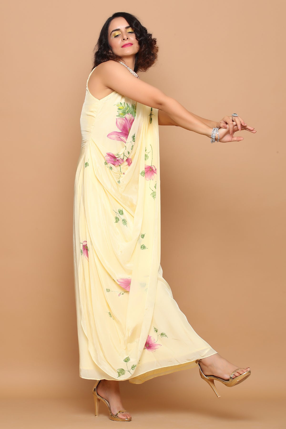 Hand-painted Saree Gown