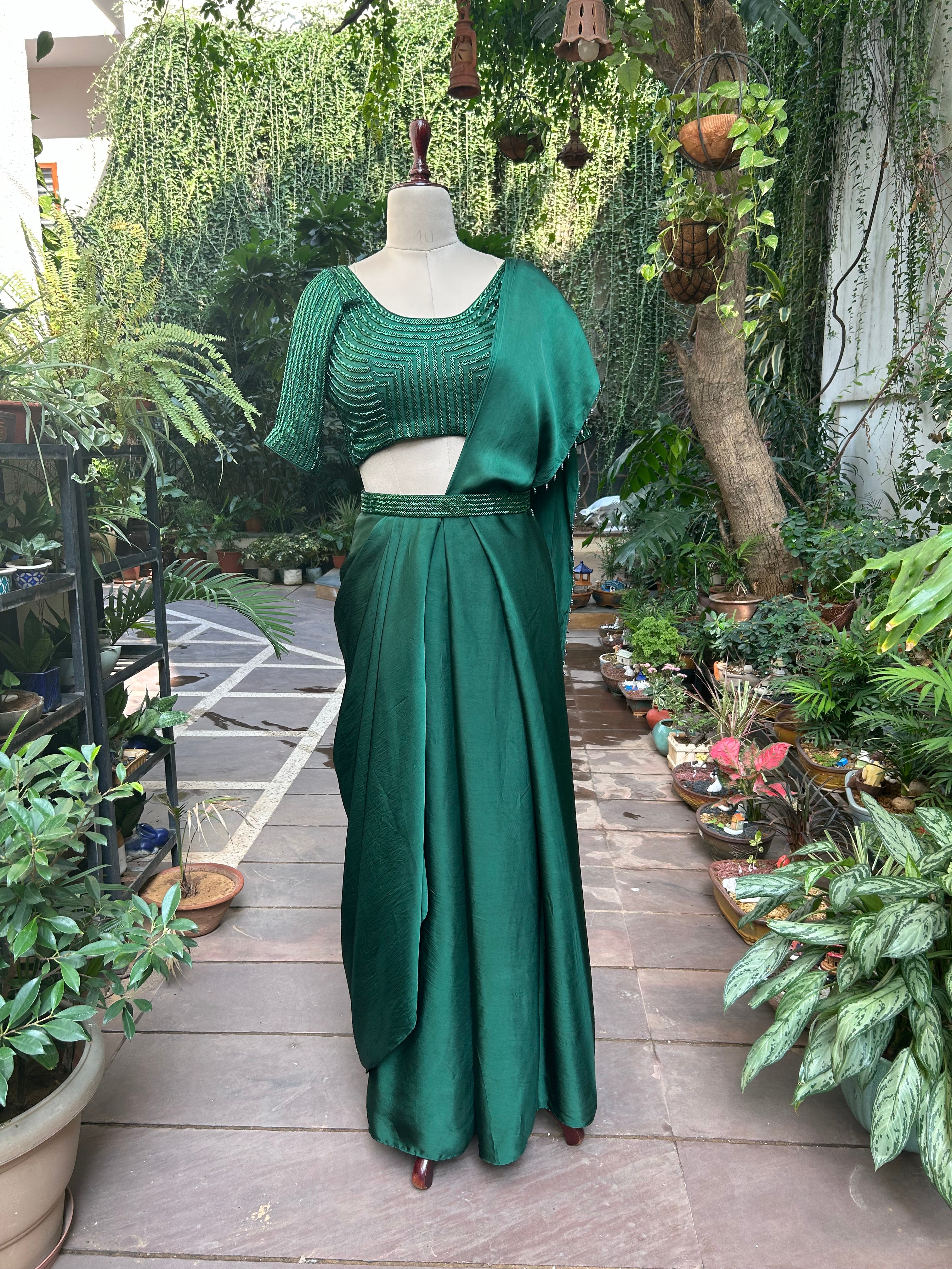 Green Drape Sari