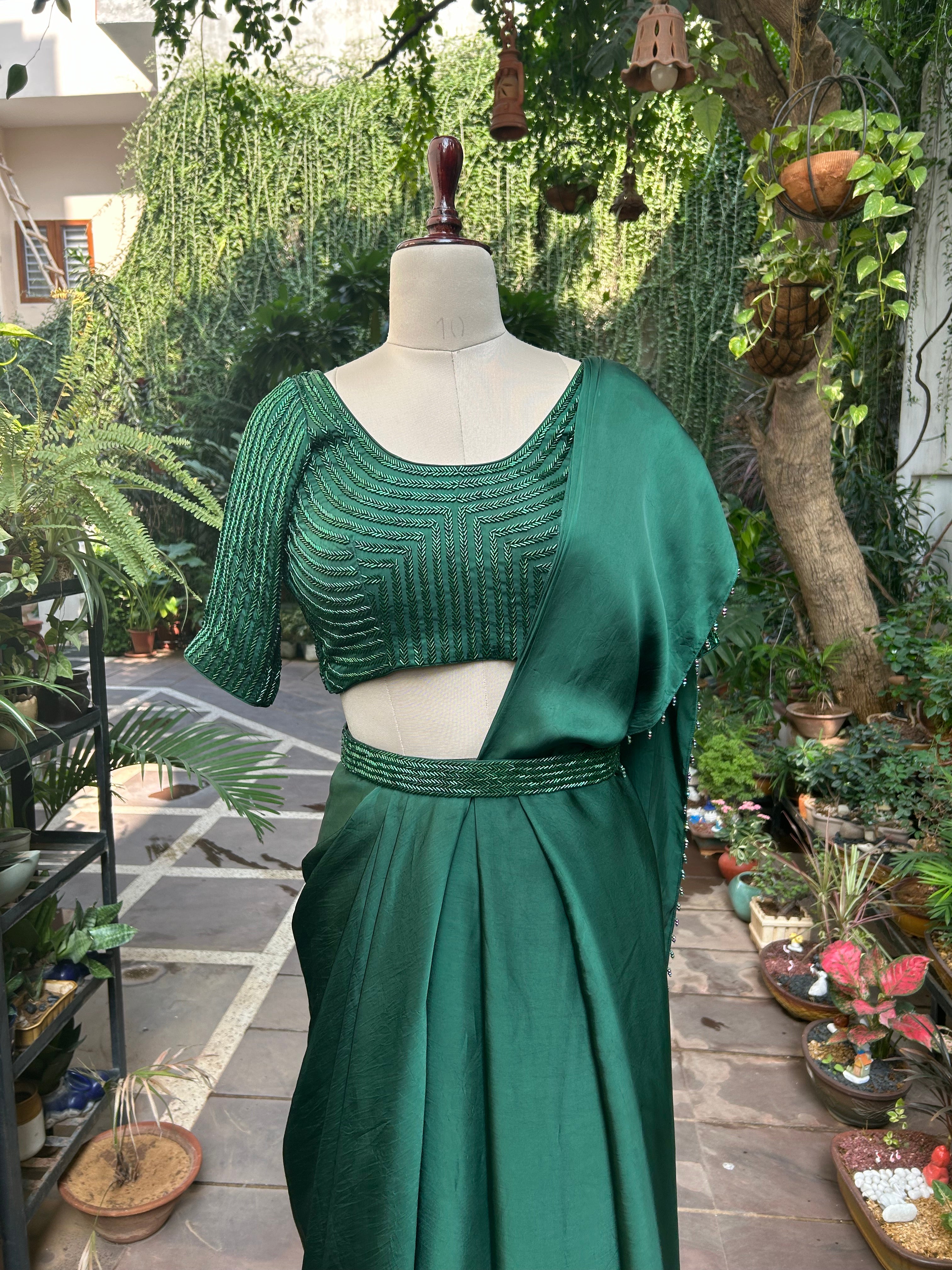 Green Drape Sari