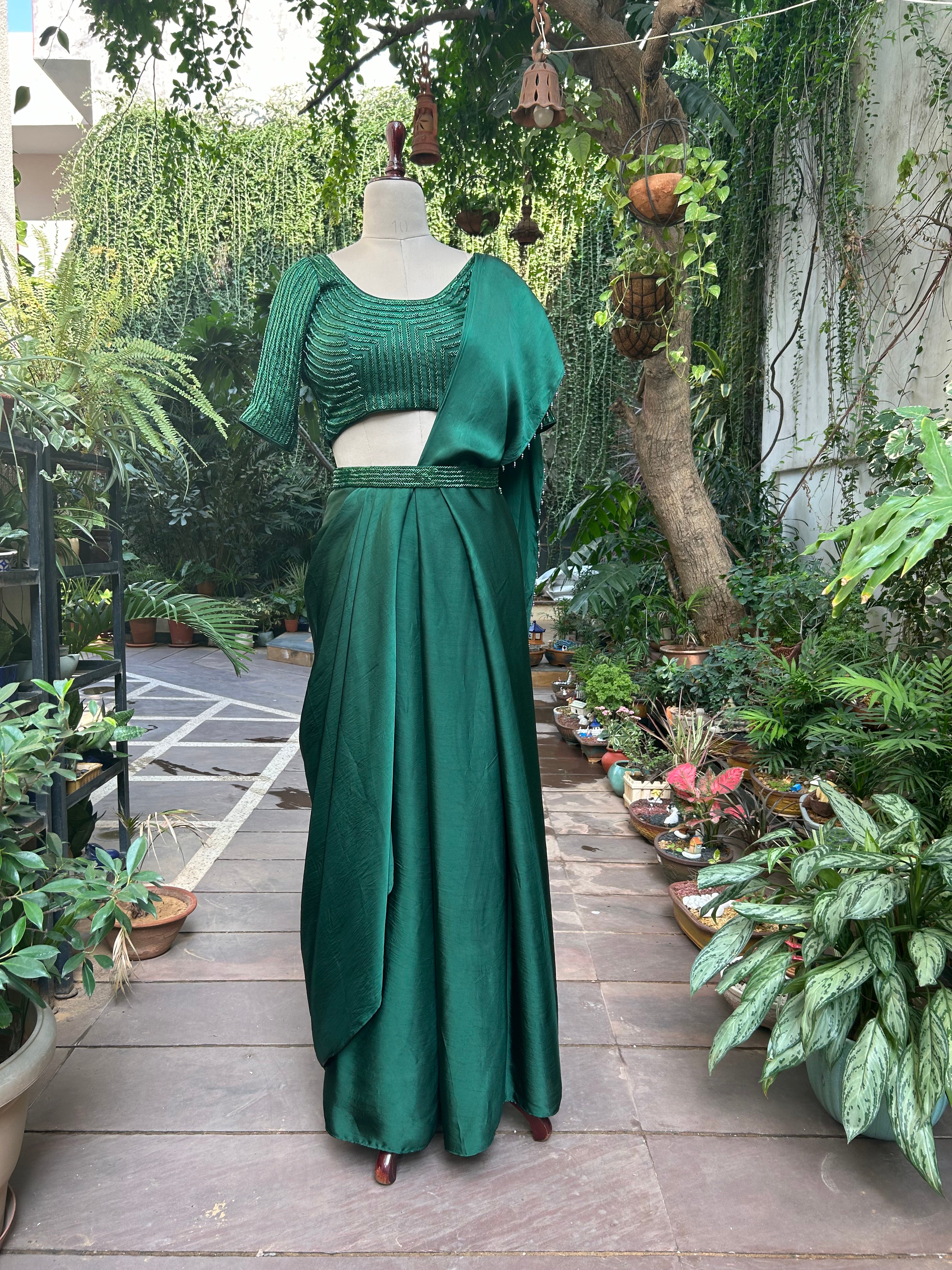 Green Drape Sari