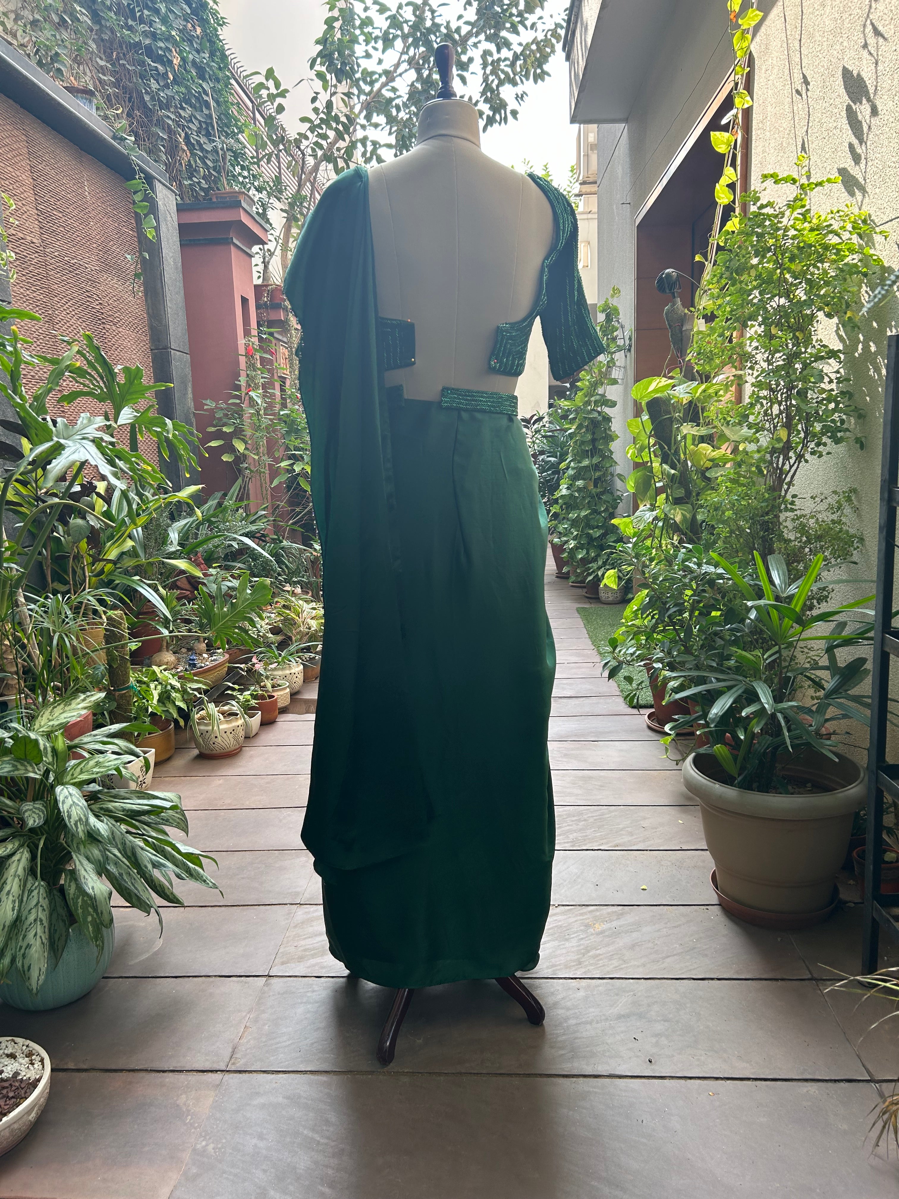 Green Drape Sari