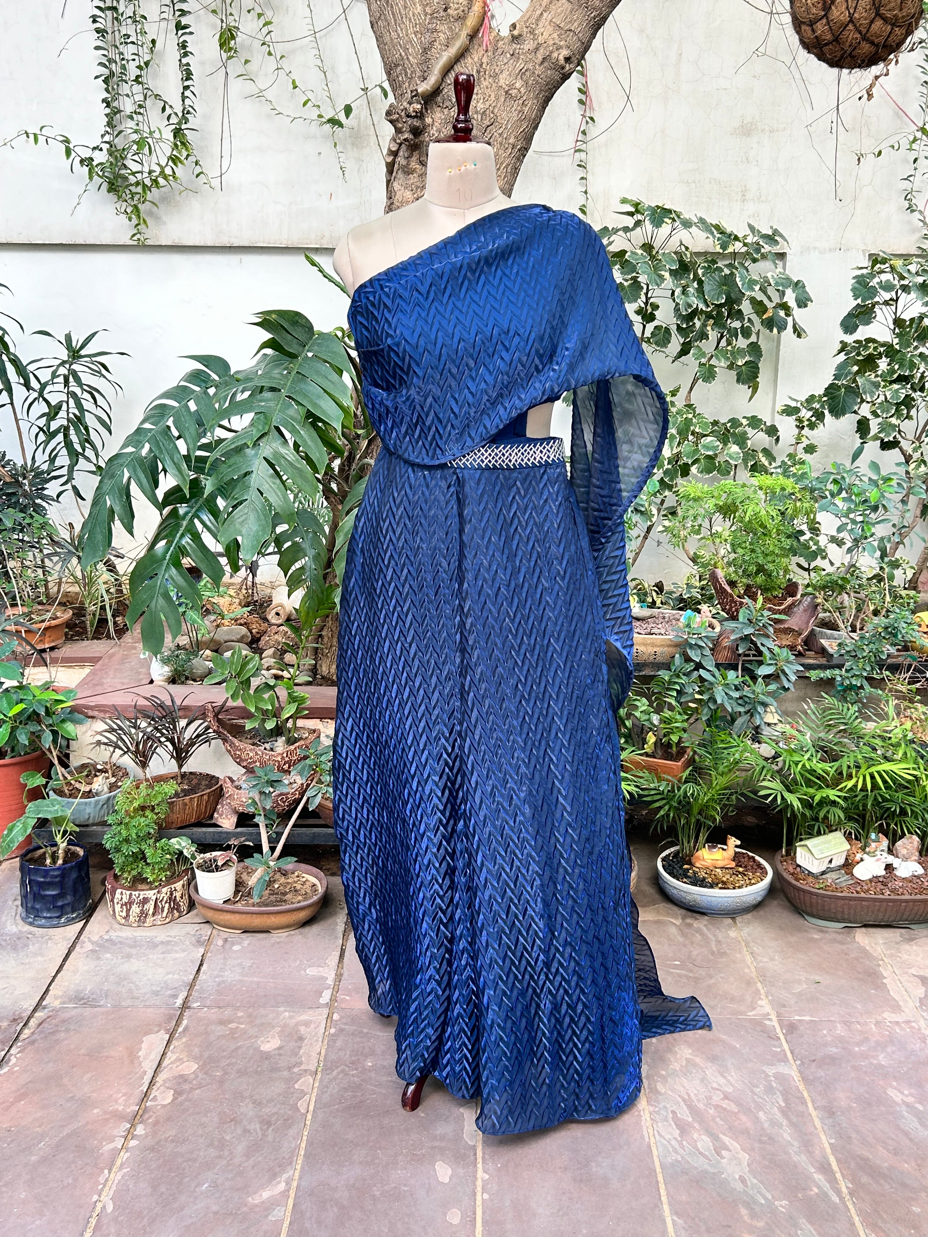 One Shoulder Sari Jumpsuit