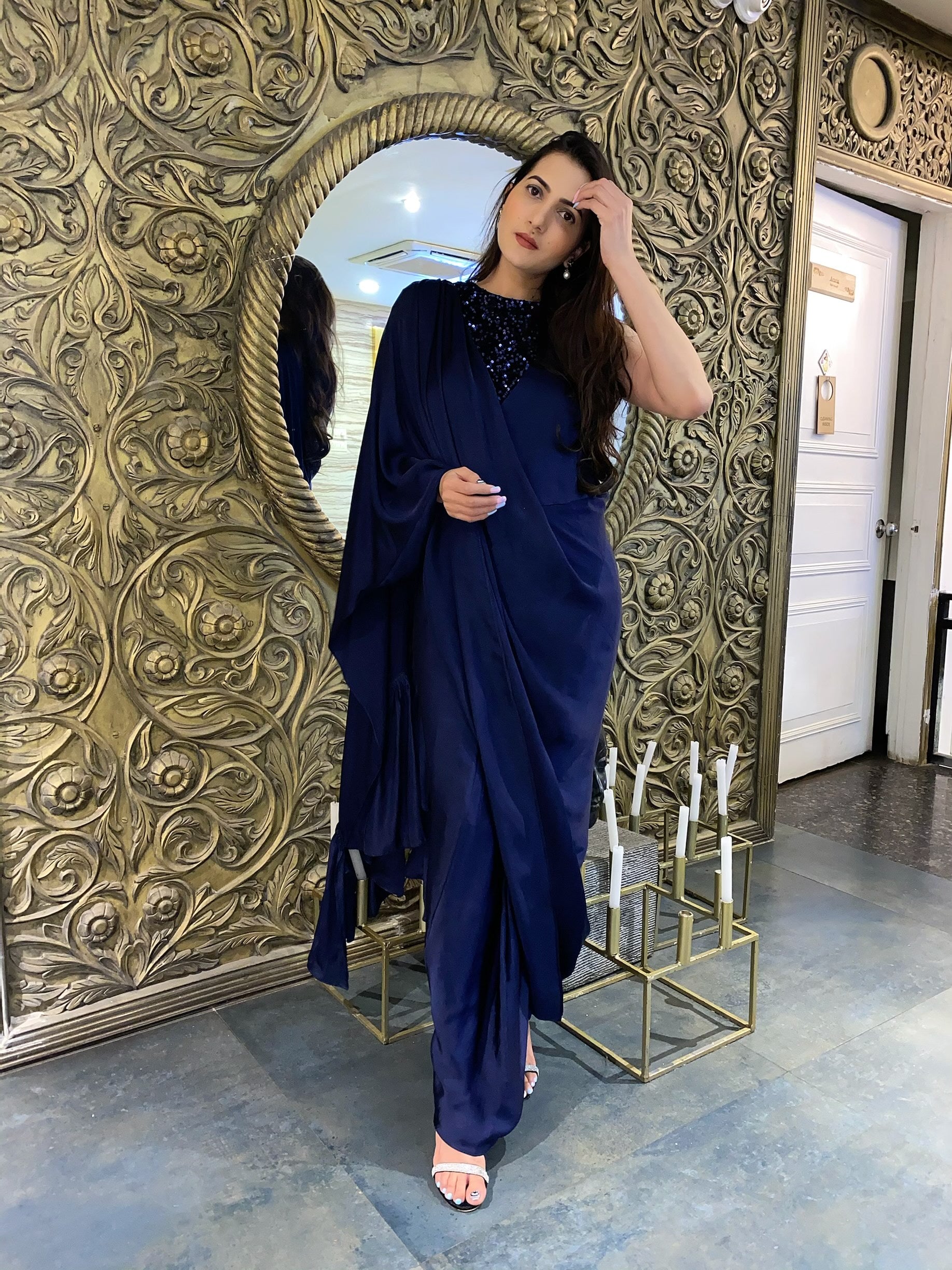 Midnight Blue Saree Gown