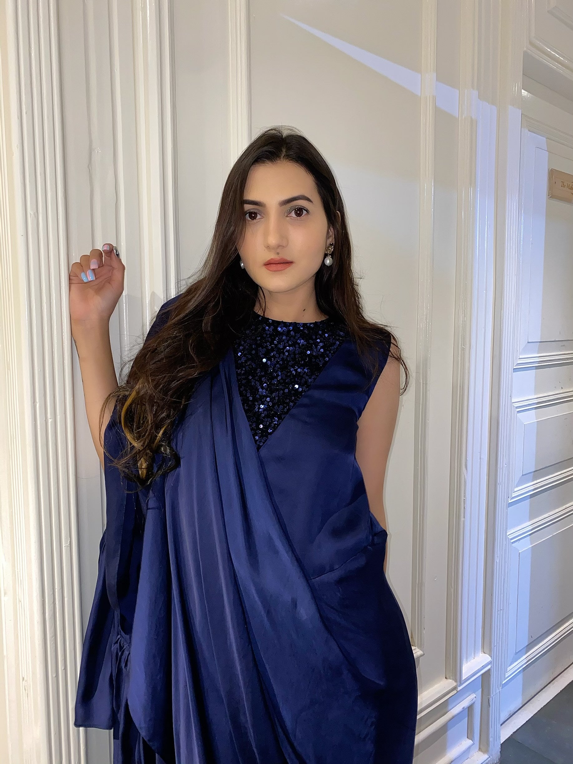 Midnight Blue Saree Gown