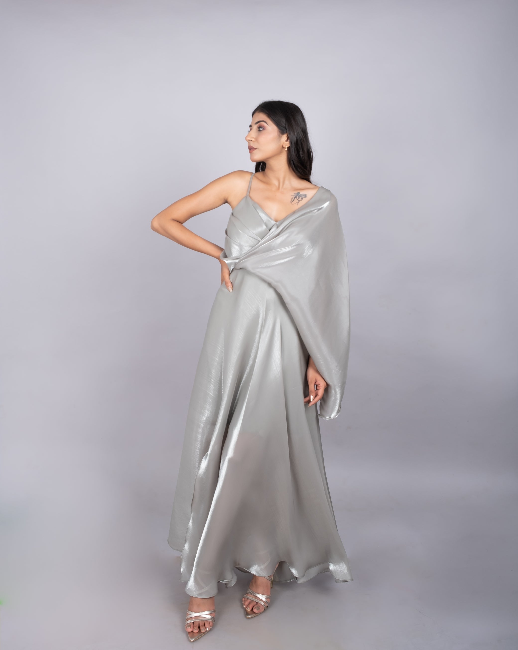 Organza drape gown