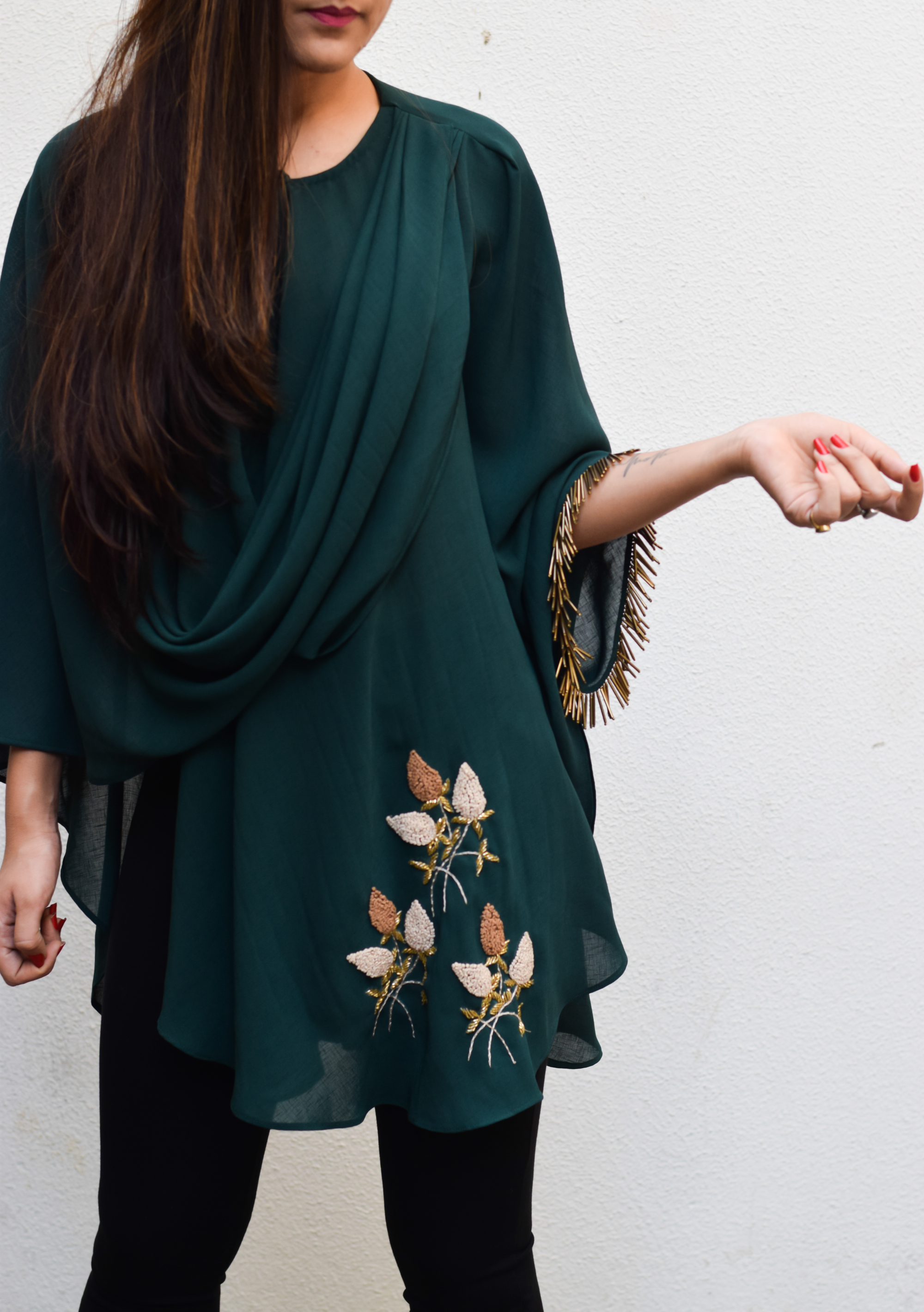 Forest Green Cape Top