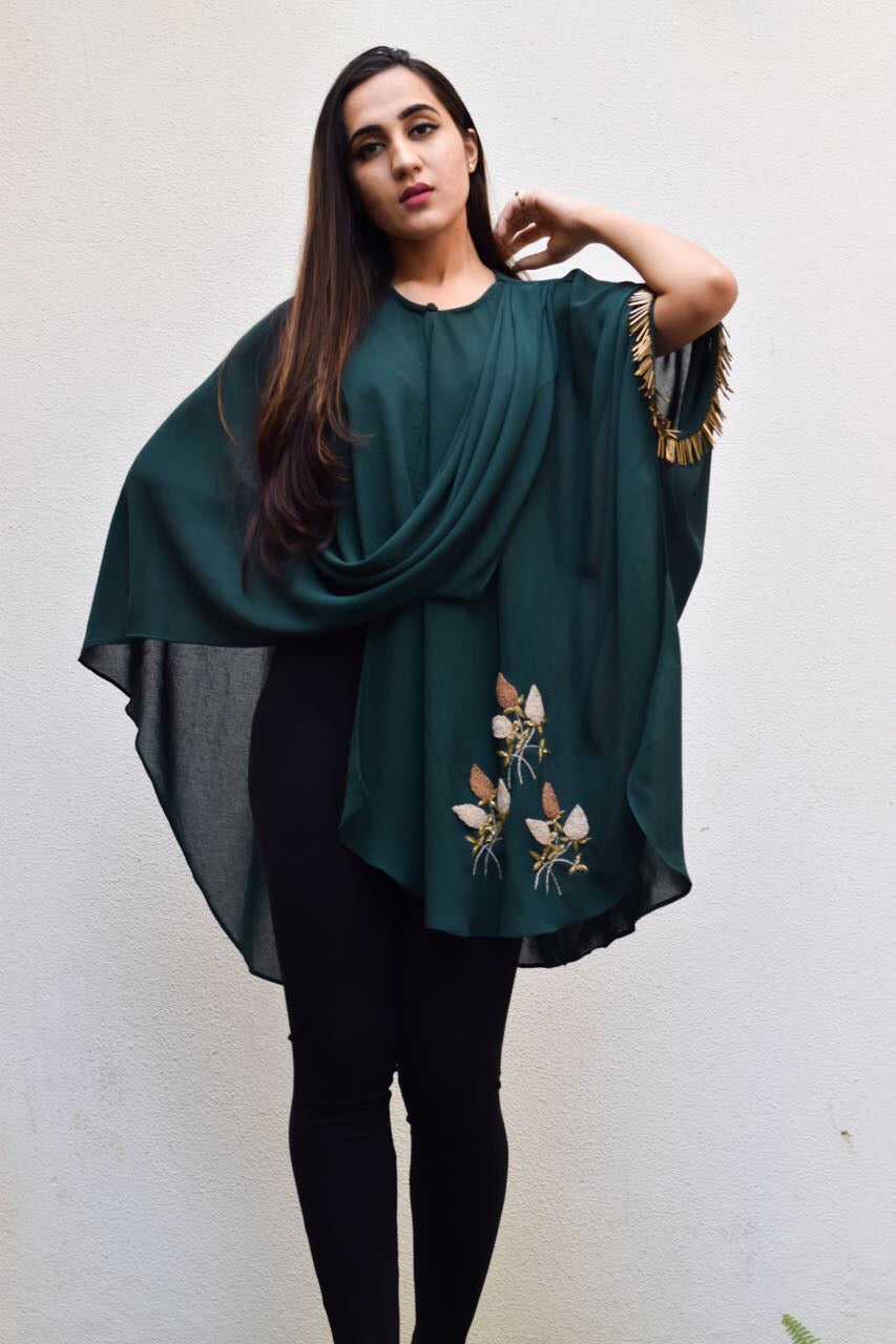 Forest Green Cape Top