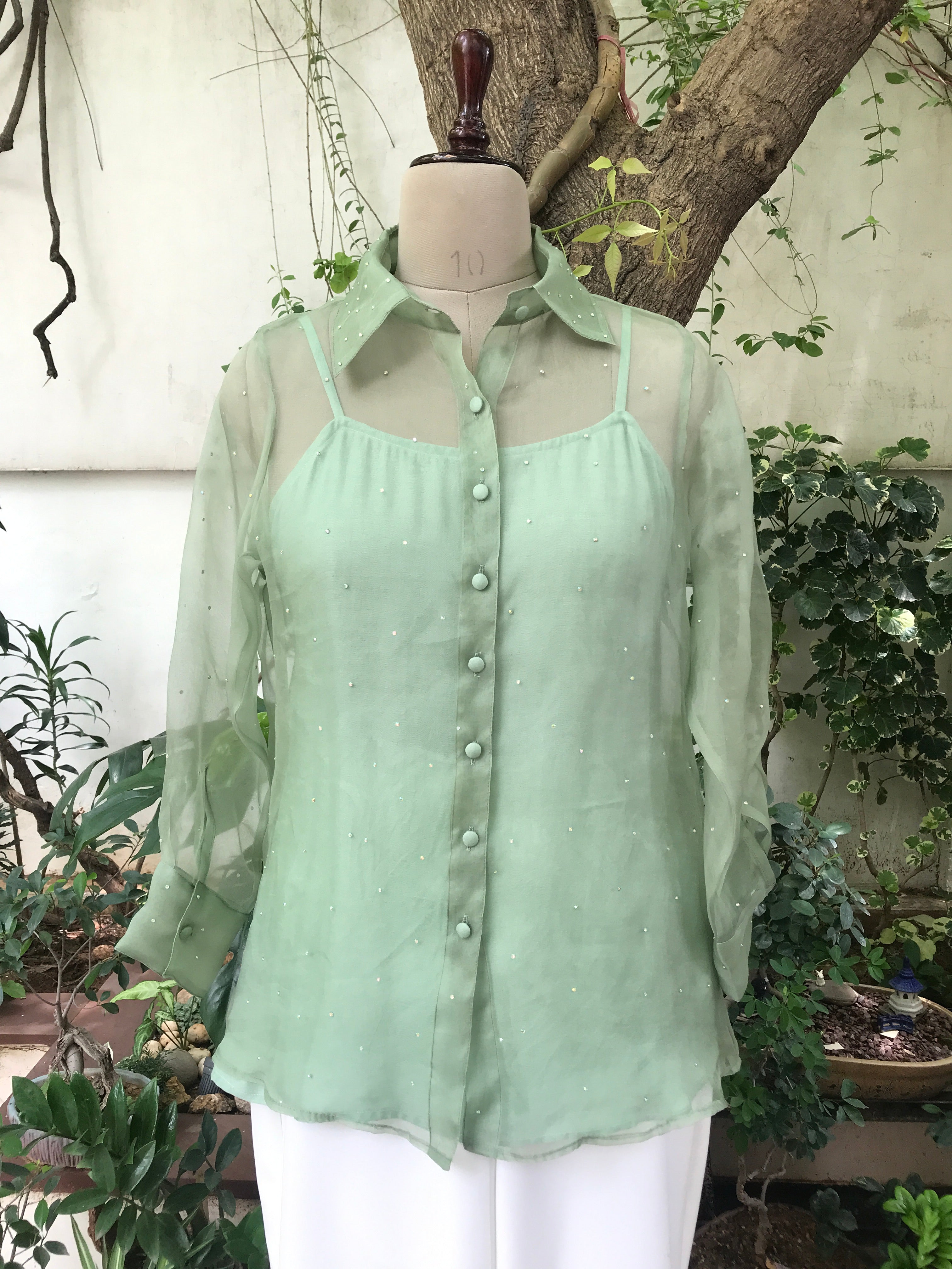 Embellished Organza Shirt